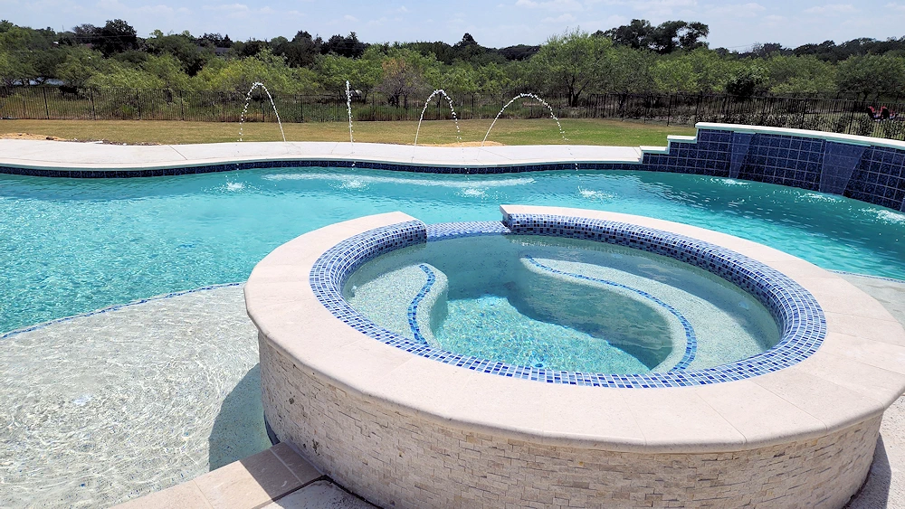 Closeup of a circular wading pool.