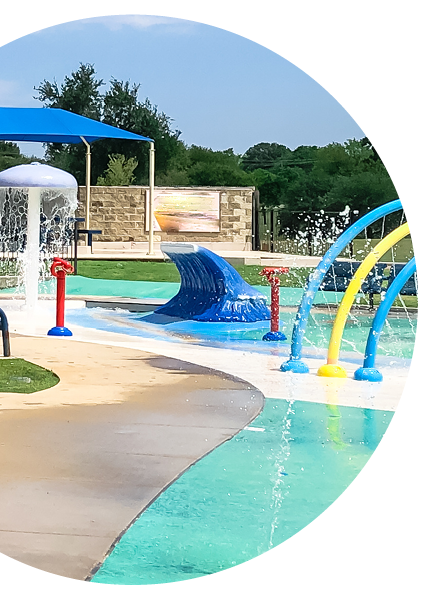 View of a brightly colored waterpark