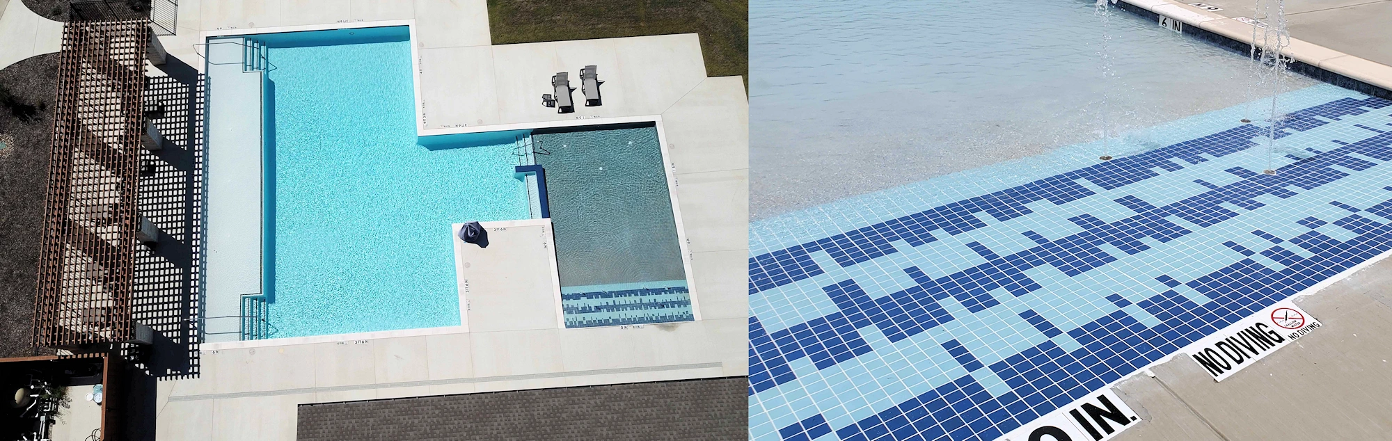 Two views of a commercial pool